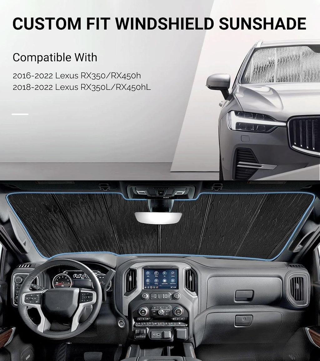 Pigenius Windshield Sun Shade for Lexus RX350/RX450h 2016-2022, RX350L/RX450hL 2018-2022 - AstraGuard