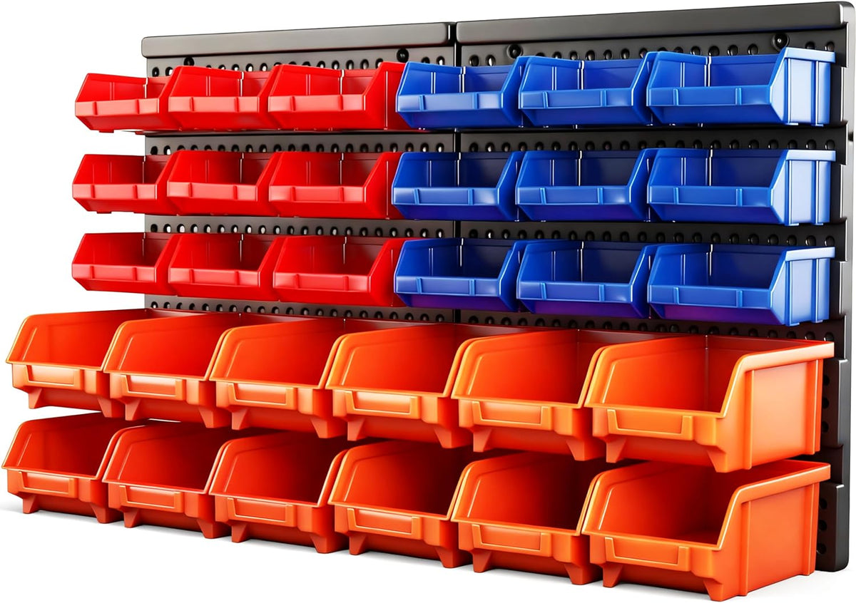 horusdy wall mounted storage bins parts rack 30pc, main product view