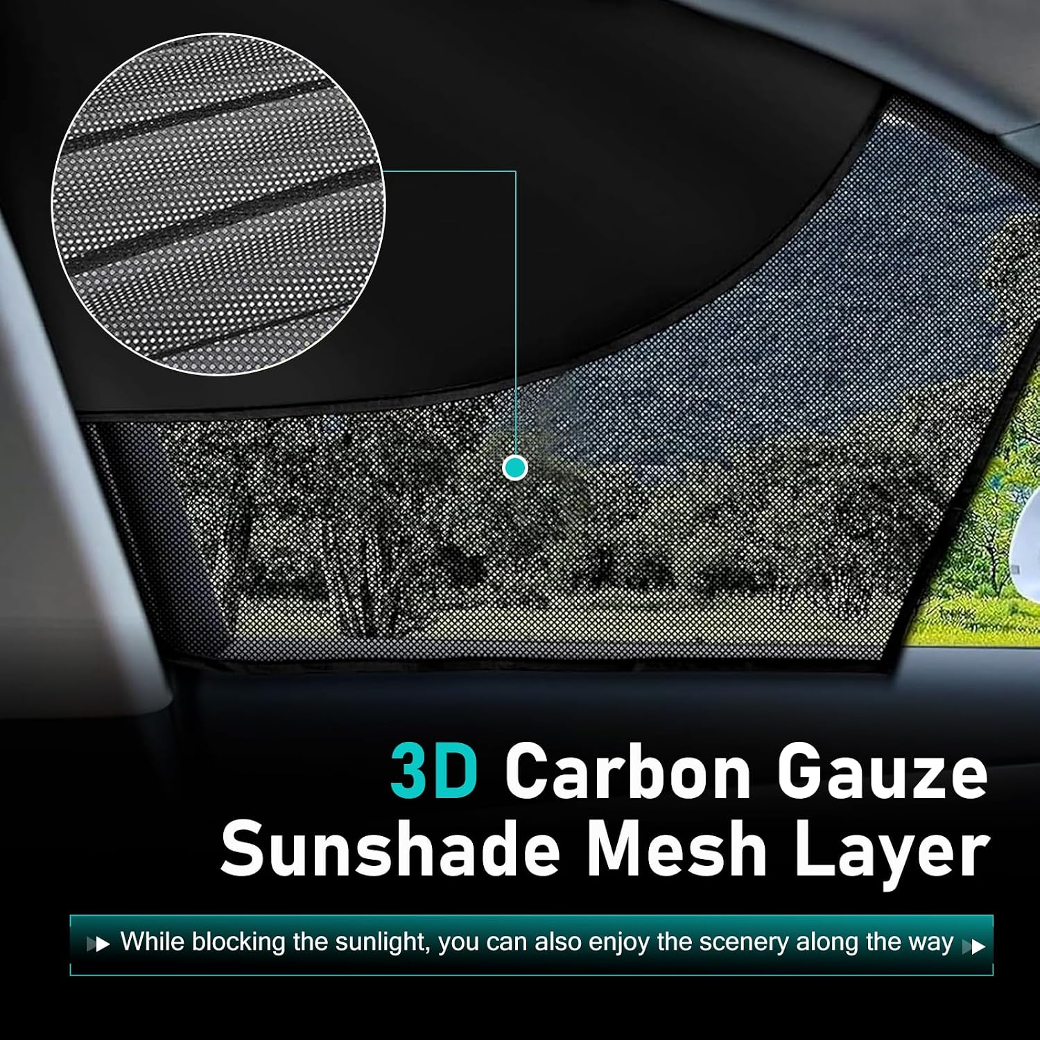 2 PCS Car Window Shades, Magnetic Double Layer Side Window Sun Shades, Full Shade Half See-Through Front Window Covers, Universal for Most Cars, Trucks, SUVs (Black)