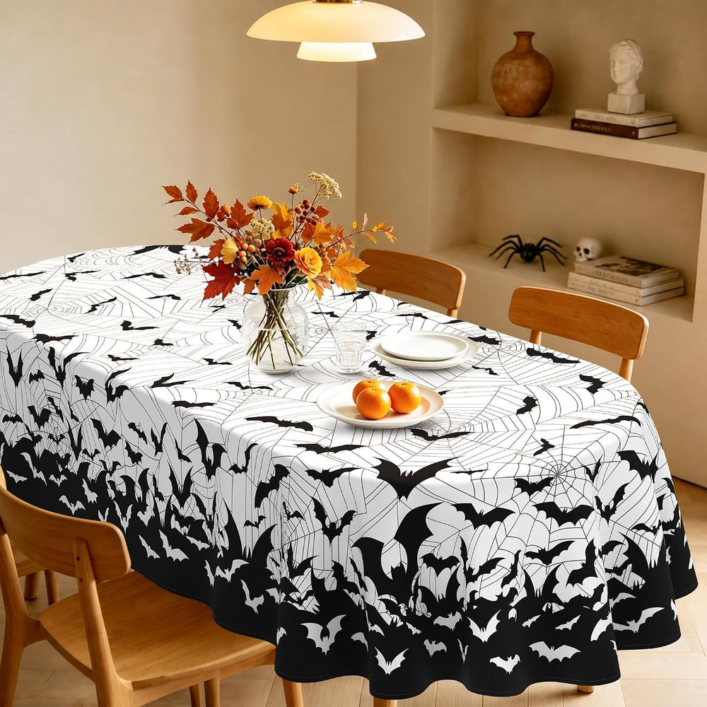 Halloween Bats Oval Tablecloth for Dining Table Decor 60" x 120"