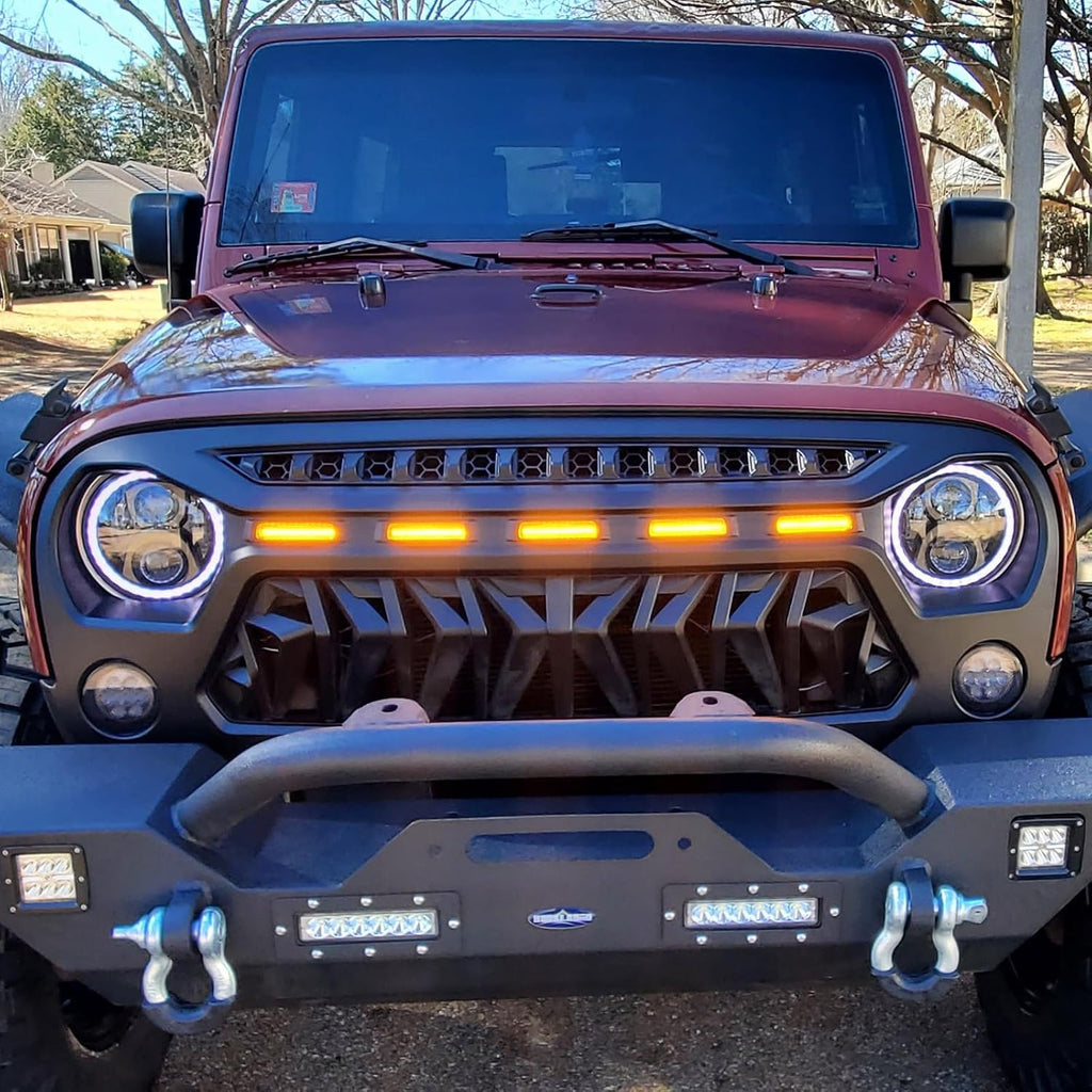 Grill Compatible with The Following Models:Jeep Wrangler JK JUK 2007 2008 2009 2010 2011 2012 2013 2014 2015 2016 2017 2018 JK JUK Shark Grille