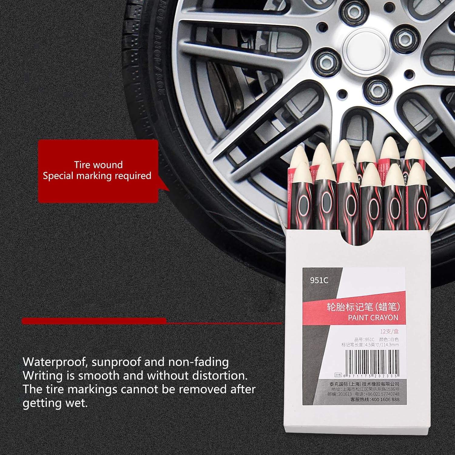 Double Tip Tire Marking Labeling Pen Waterproof Wax Marker for Vehicle Automotive Tires Resistant Oilproof Design