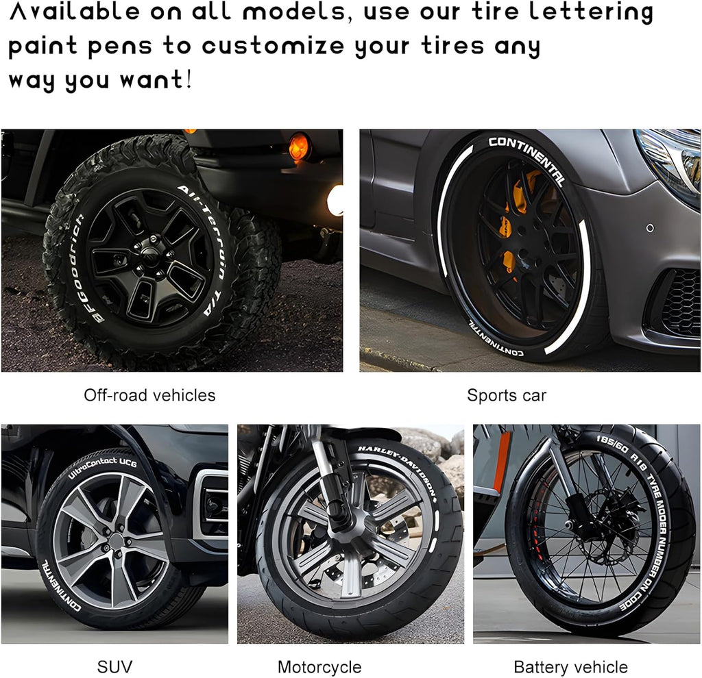 Tire Paint Pen for Car, Waterproof Paint Pens Oil-Based Markers for Tire Lettering, Quick Dry Non-Fading Tyre Pen Permanent Drawing Marker for Car Truck Motorcycle Tires (Silver)