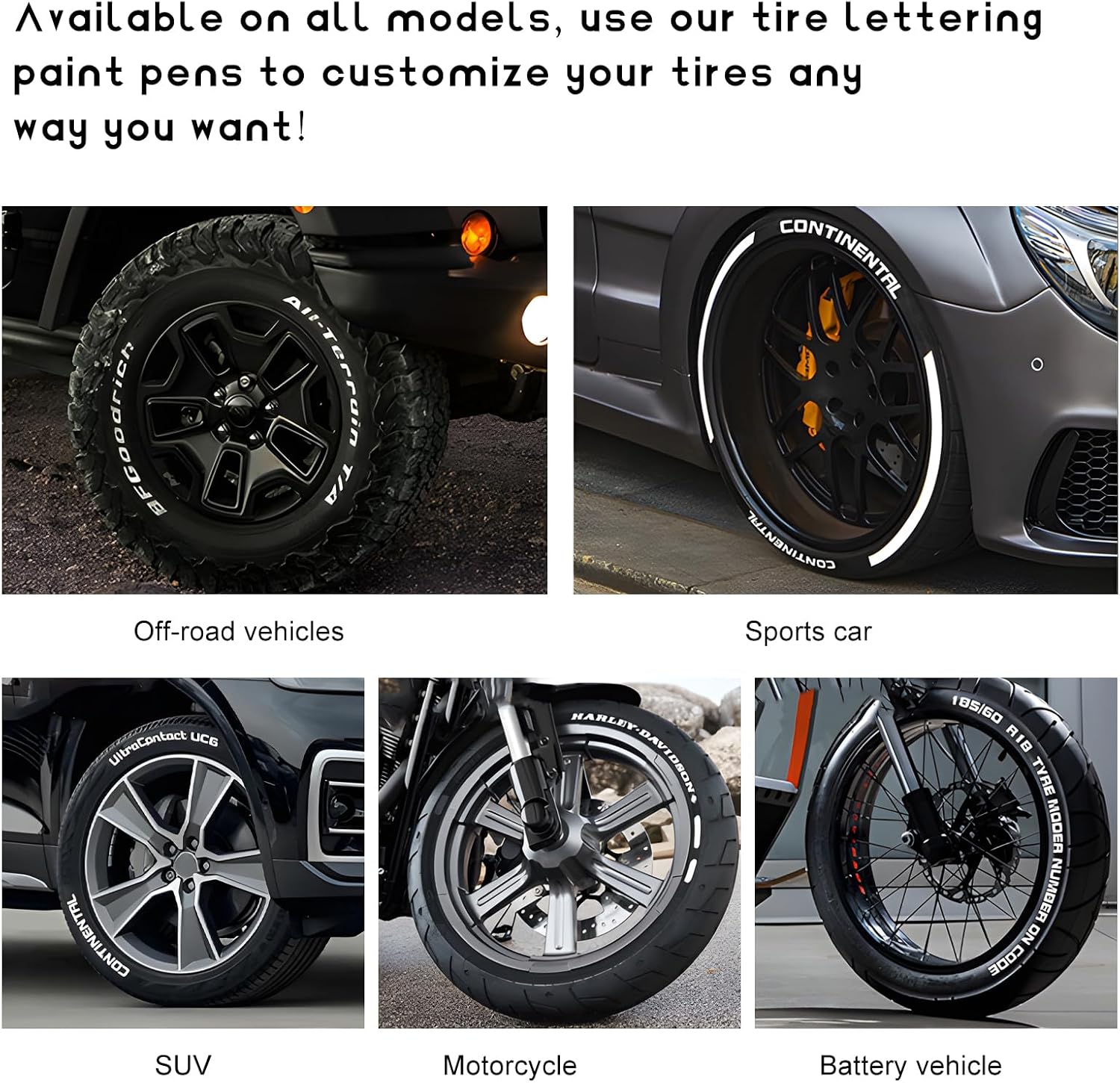 Tire Paint Pen for Car, Waterproof Paint Pens Oil-Based Markers for Tire Lettering, Quick Dry Non-Fading Tyre Pen Permanent Drawing Marker for Car Truck Motorcycle Tires (Silver)