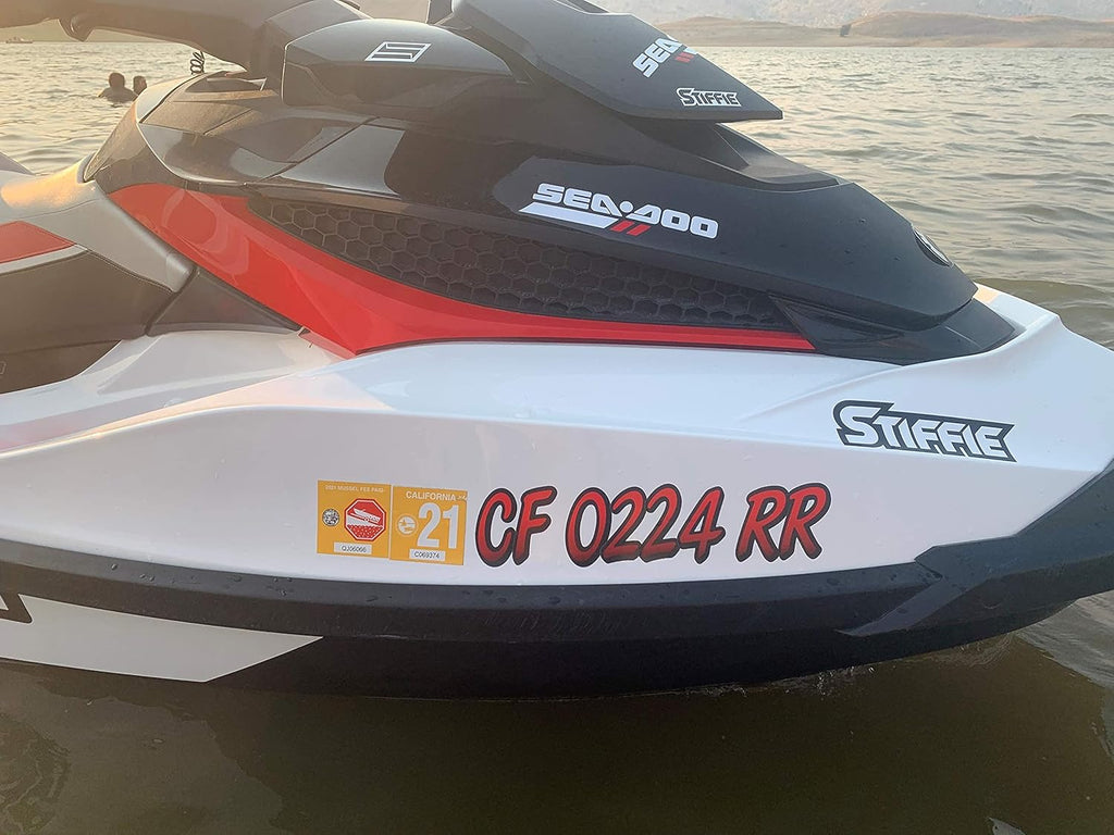 STIFFIE Whipline White/Berry 3" Boat & PWC Registration Decals • Numbers Letters Stickers