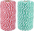 Twine String,656 Feet Bakers Twine Rope Craft Making Knitting Macrame Rope DIY Wedding Decor Supply Christmas Wrapping Butchers String Rope (Red White+Green White)