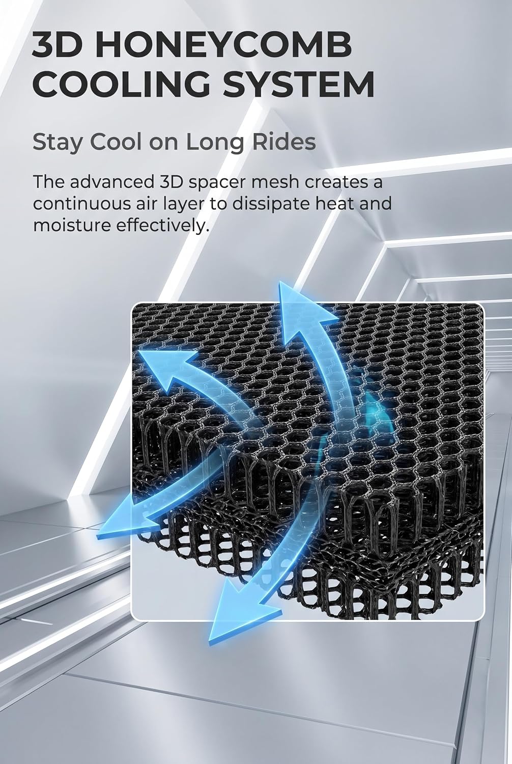Motorcycle Seat Cover, 3D Honeycomb Mesh Breathable Scooter Seat Cushion, Anti-Slip Heat Relief Moped Pad, Universal Protective Accessories for Most Motorcycles, Scooters (Black)