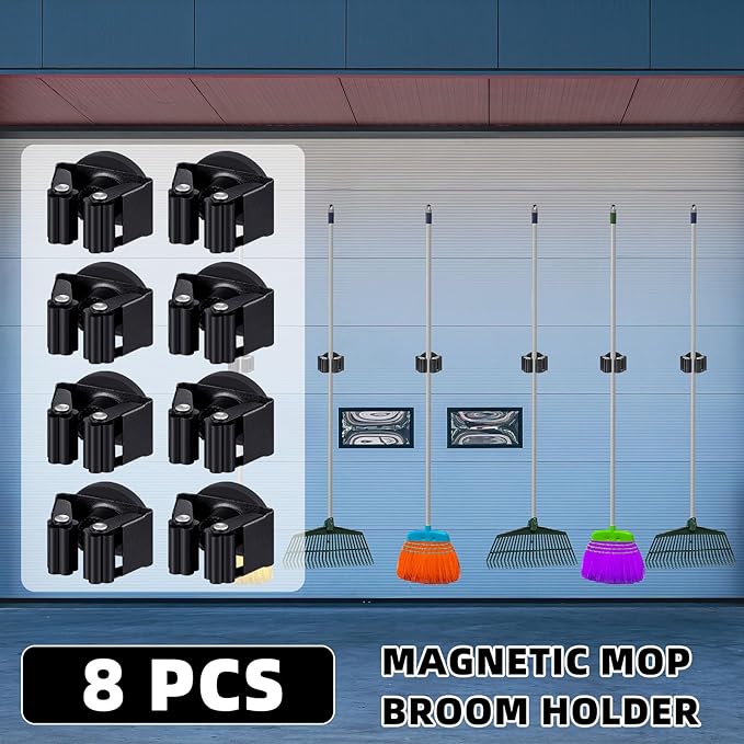 8 Pcs Magnetic Mop Broom Holder Movable Magnetic Broom Holder Rack, Anti Slip - Image 5