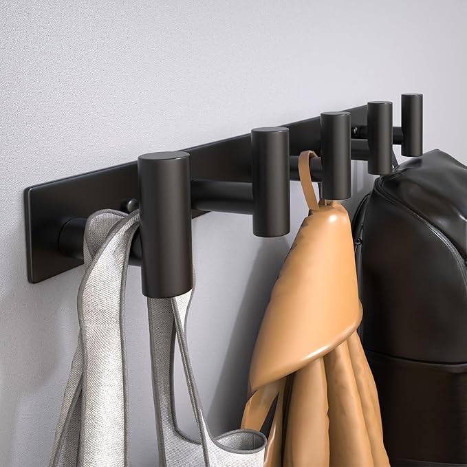 Coat Rack Wall Mounted with 5 Hooks, Metal Wall Hooks - Image 3