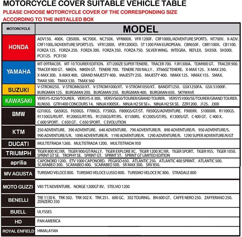 FENRIR 420D 90" INCH Motorcycle Cover Waterproof Outdoor Storage Compatible with BMW R1300GS R1250GS KTM Adventure Honda Africa Twin Nt1100 Yamaha Tracer Suzuki VStrom Kawasaki Versys Triumph Tiger