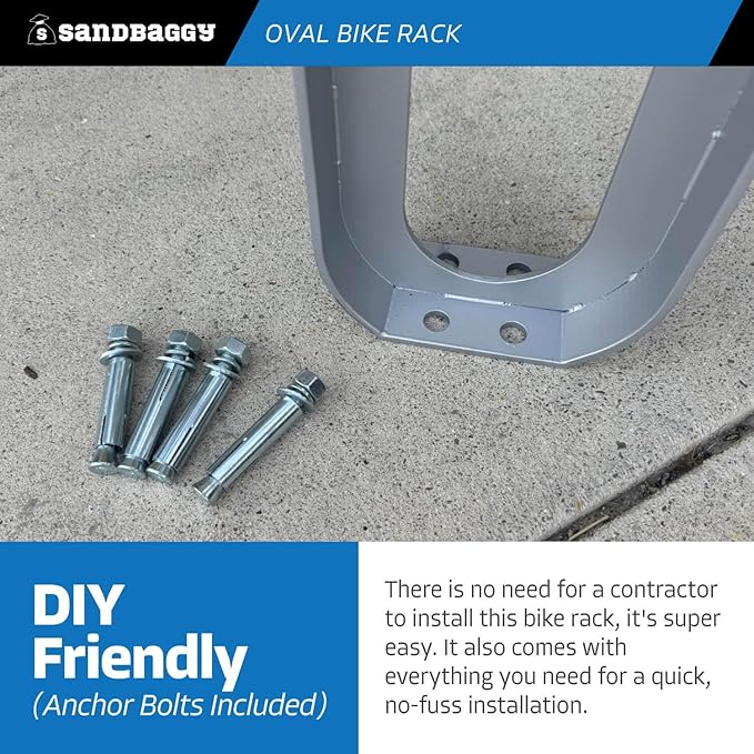 Sandbaggy Modern Commercial Bike Rack | 6.5” x 3” x 35” Oval Design | In-Ground - Image 6