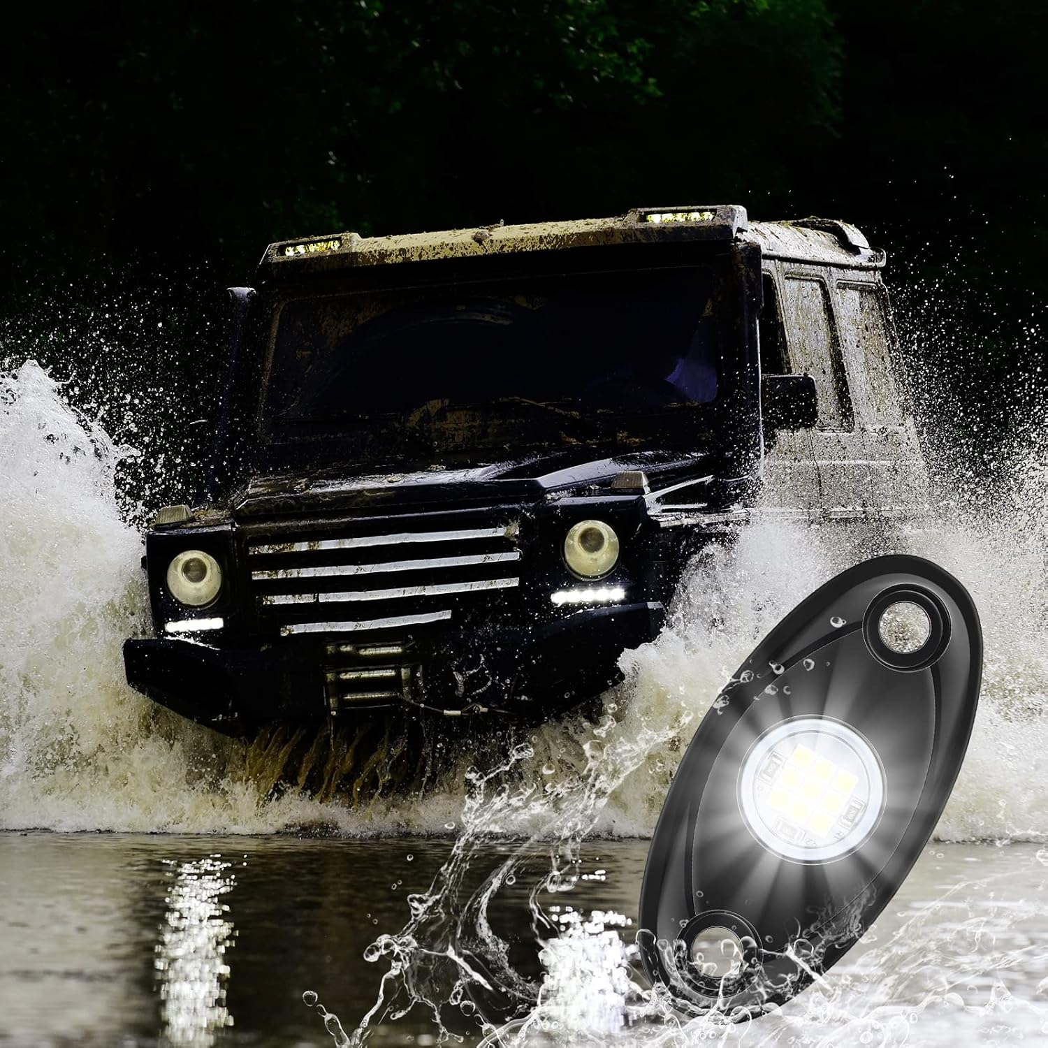Treela 24 Pods White Rock Lights LED Wheel Well Underglow Lights for Car Truck ATV Utv SUV Boat Motorcycle Lamp Waterproof Shockproof High Power Neon Trail Rig