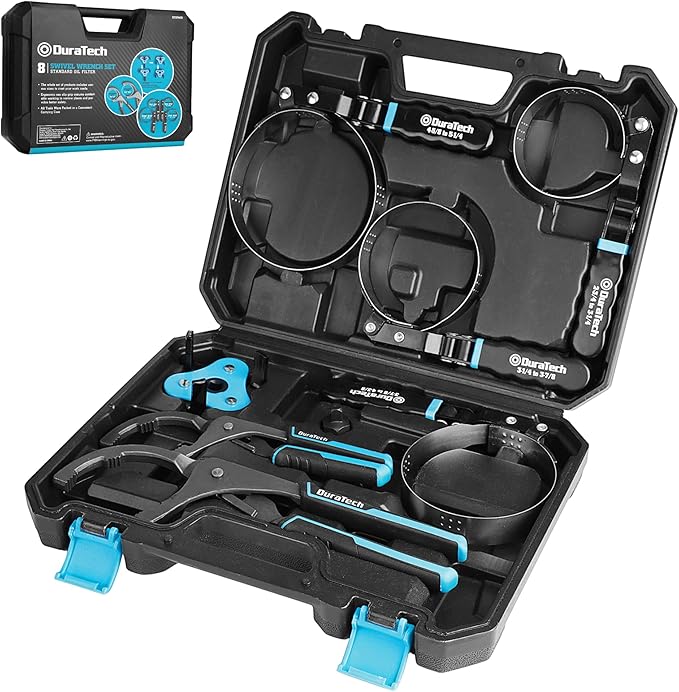 DURATECH 8-Piece Oil Filter Swivel Wrench Set, Wrenches Cover 2-3/4" to 5-1/4"