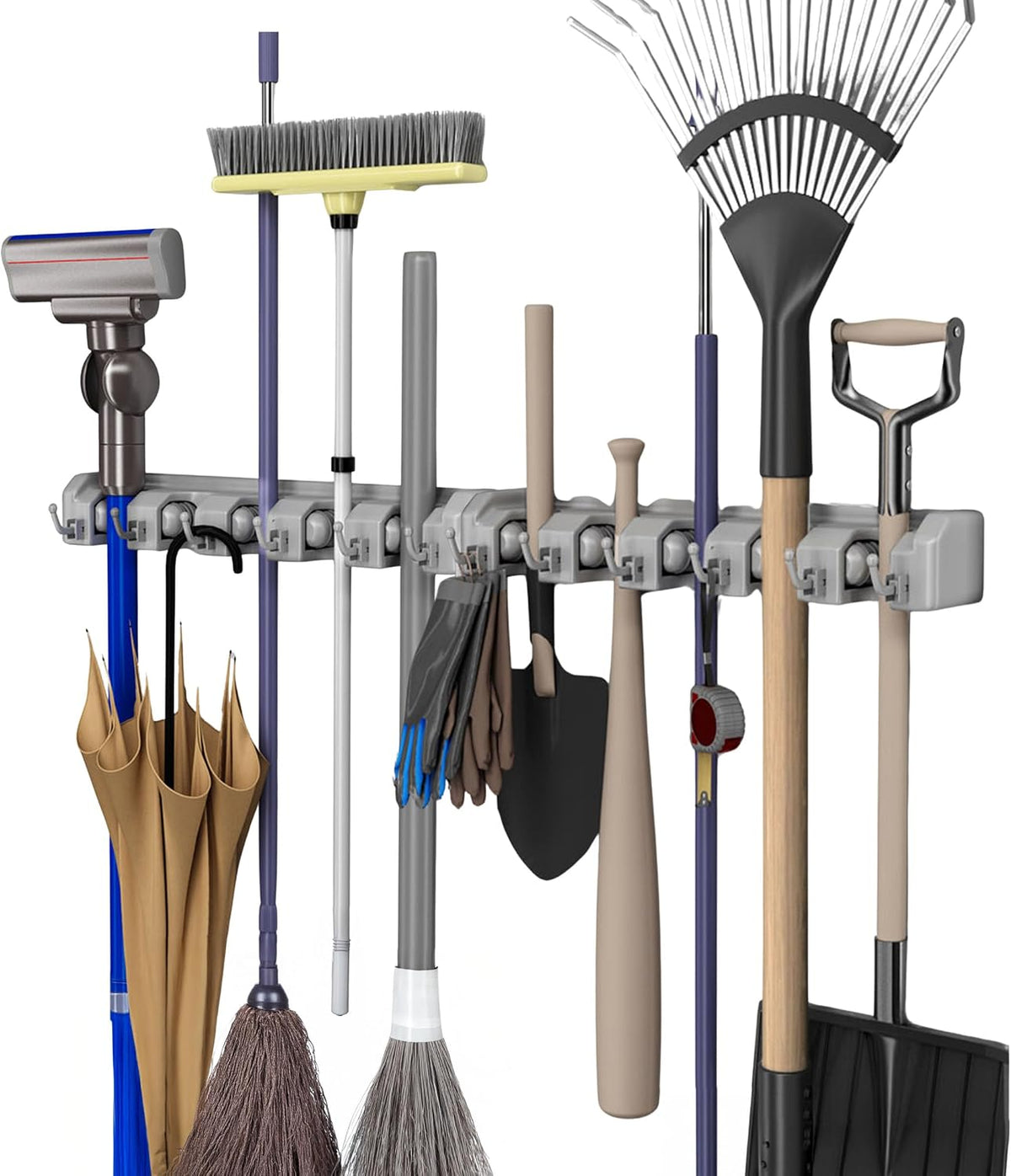 garden tool organizer wall mount broom and mop, main product view