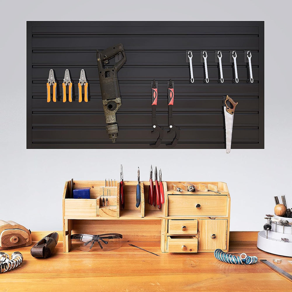 NeatiEase Slatwall Panel Wall Storage Systems, 2 x 4ft Slat Wall Paneling Gar...