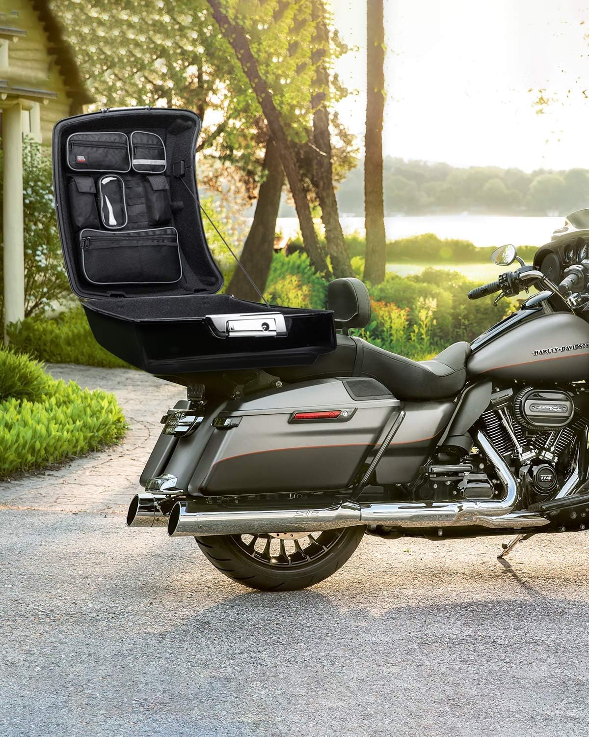 KEMIMOTO for Tour Pack Lid Organizer with Shell Motorcycle Storage Bag Chopped Tour Pack Liner Compatible with Touring Road King Electra Street Road Tri Glide Limited 2014-2025