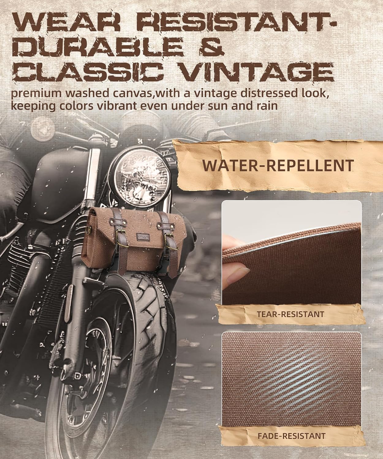 NICECNC Motorcycle Handlebar Bag Universal Canvas Motorcycle Tool Bag for Front Fork Sissy Bar Storage Pouch Dyna Softail Sportster Scooter