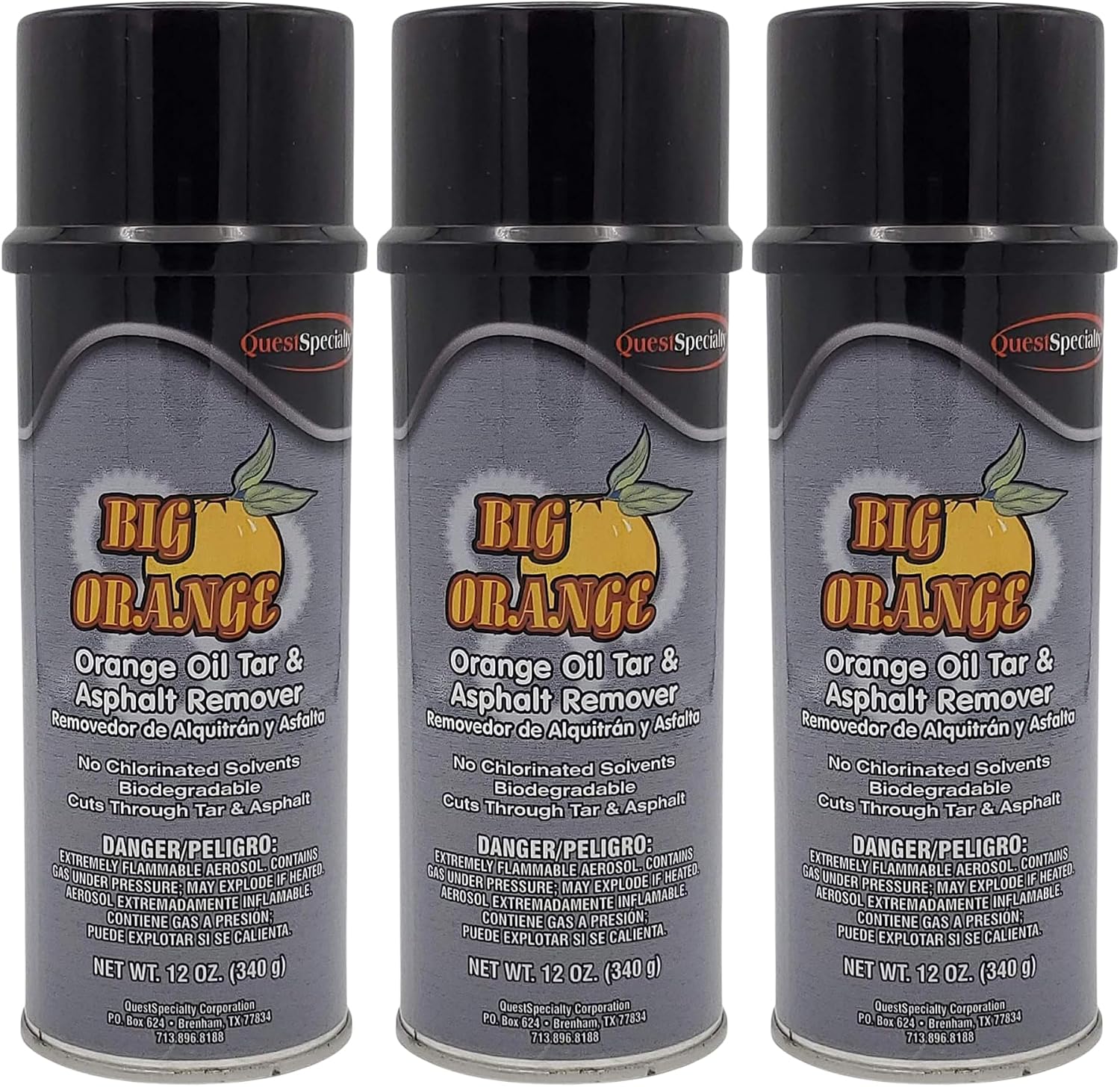 Quest Specialty 5060 BIG ORANGE Orange Oil Tar & Asphalt Remover, 16 oz Can, 3 Pack