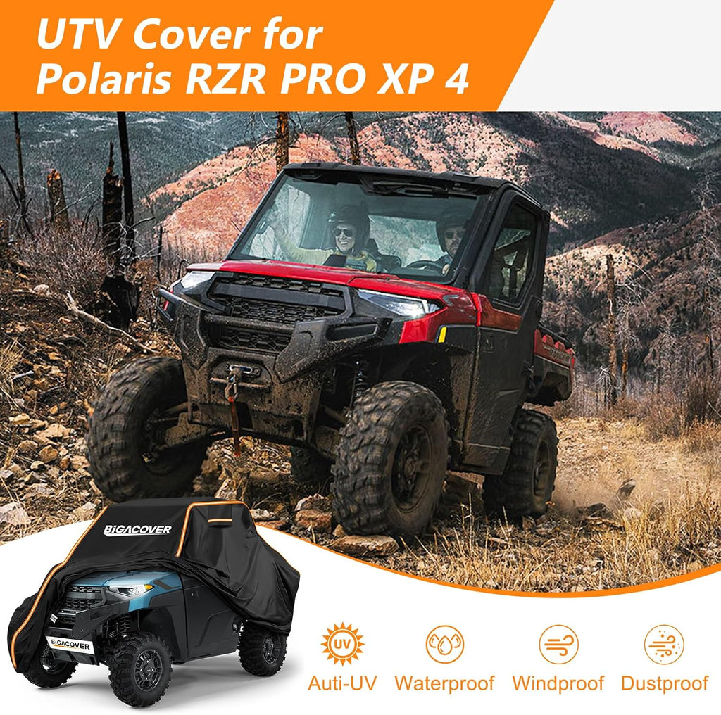 UTV Cover 2 Seater for Polaris Ranger/Can-Am Traxter/General XP 1000 | 210D Oxford & Cotton Lining All-Weather Waterproof Protection Windproof Ranger Cover 2-3 Seater