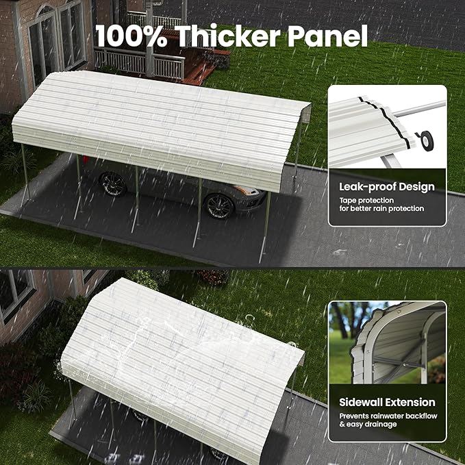 12x20' Heavy Duty Metal Carport – Sturdy Structure, All-Weather Protection - Image 4