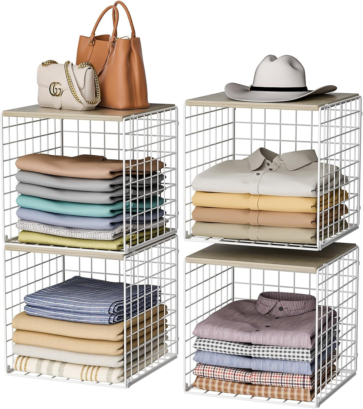 hencawima 4 pack closet organizers and storage with, main product view