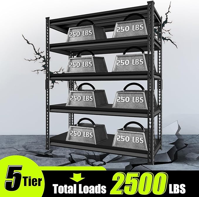Garage Shelving Heavy Duty 2500LBS Loads, 5-Tier Metal Shelving Units and - Image 7