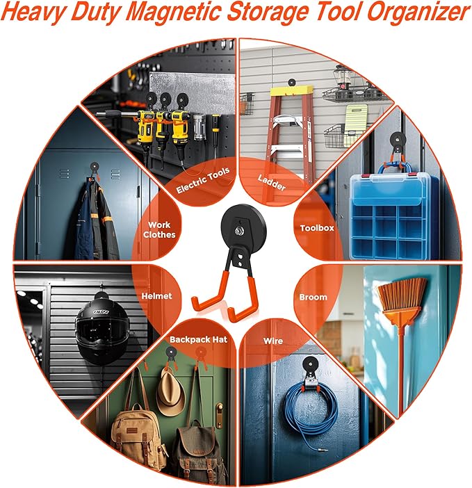 4Pcs Magnetic Hooks Heavy Duty, Large Strong Magnetic Storage Hook - Image 4