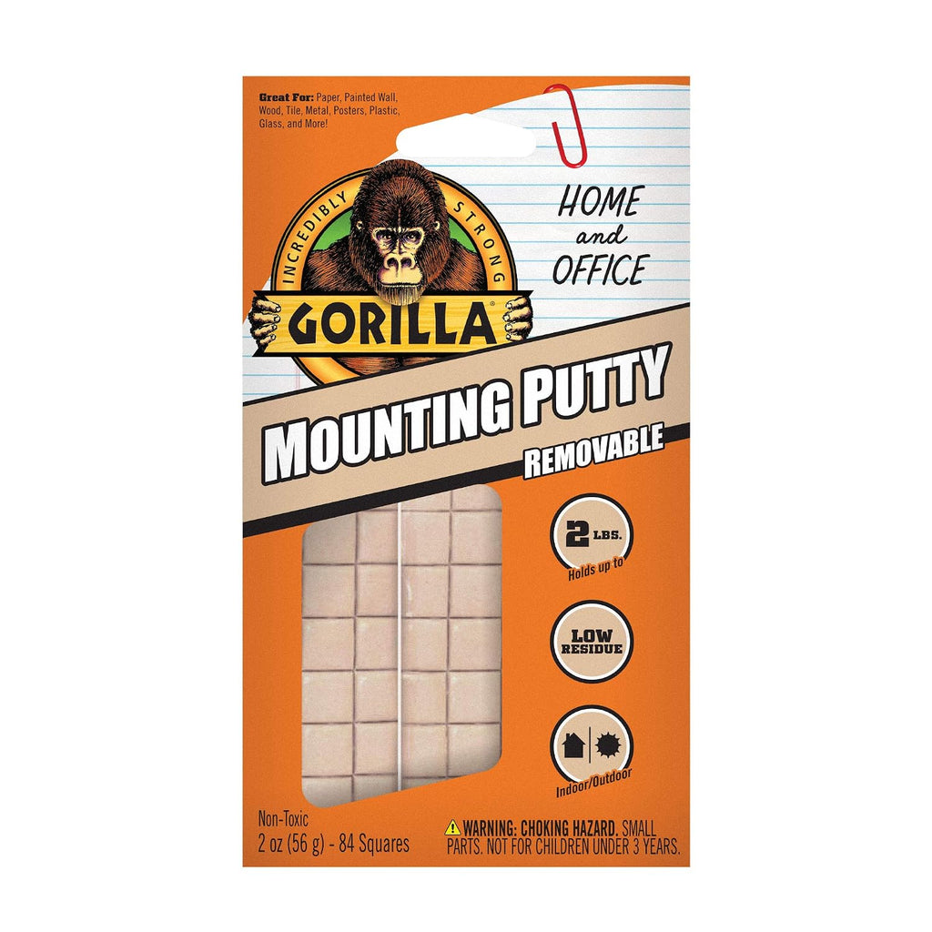 gorilla mounting putty, natural tan color, 84 pre-cut, close-up detail