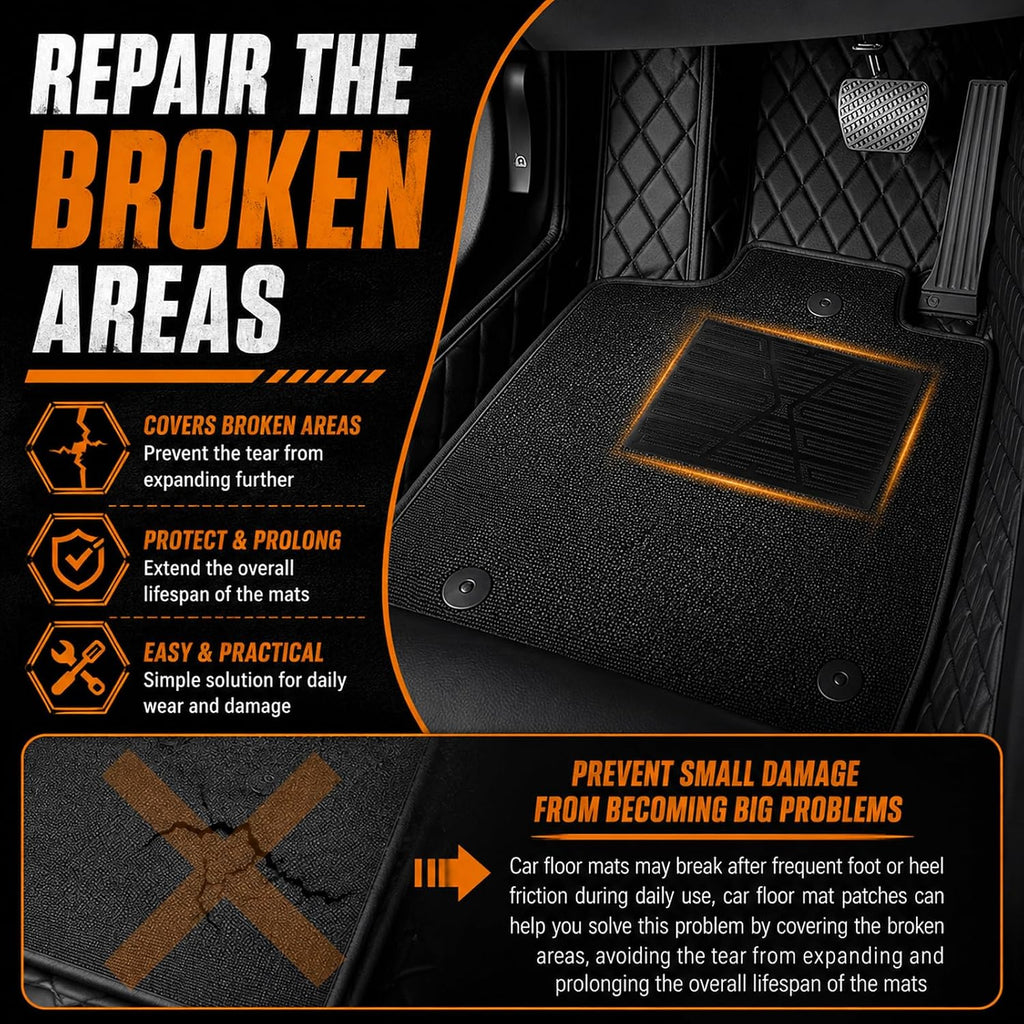 Car Floor Mats Carpet Patch Repair Kit,Essential Automotive Floor Mats Patch/Pedal Pad for Damaged Areas,Anti-Slip Floors Mat Car Carpet Repair Patches as Heel Scuff Plate with Screws