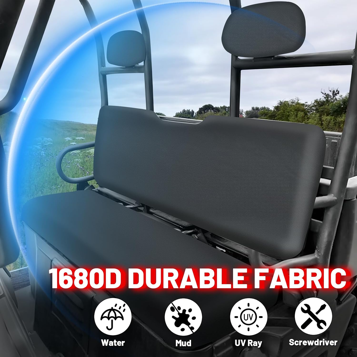 StarknightMT UTV Ranger Seat Covers Waterproof Compatible with Polaris Ranger 500 700 800 2002-2008 Durable Oxford Fabric with Waterproof PU Coating Black Ranger Seat Accessory Parts