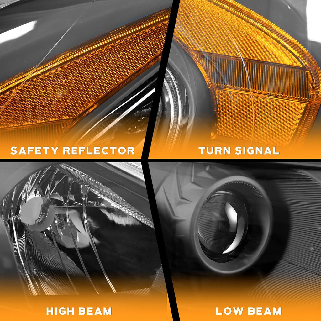 weelmoto halogen headlights assembly for 2013-2015 nissan altima, close-up detail