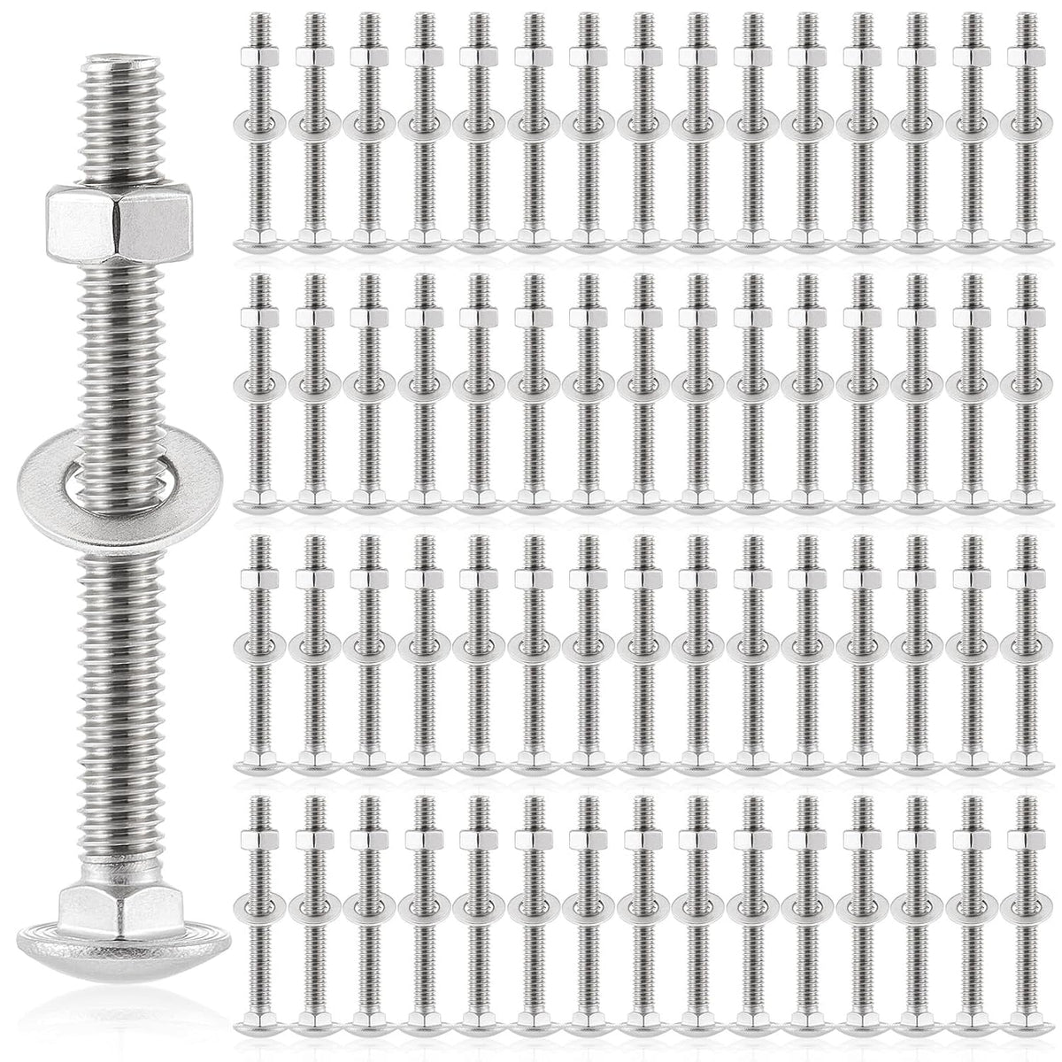 zonon 100 sets 1/4-20 x 2-1/2" carriage bolts, main product view