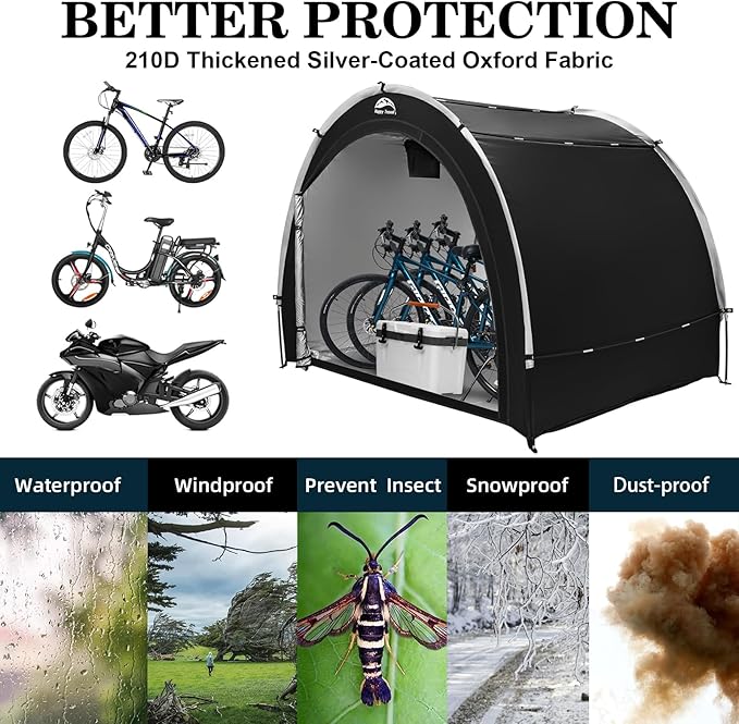 Happy Travel Bike Storage Tent Shed, Outdoor Waterproof Bicycle Covers Shelter - Image 3