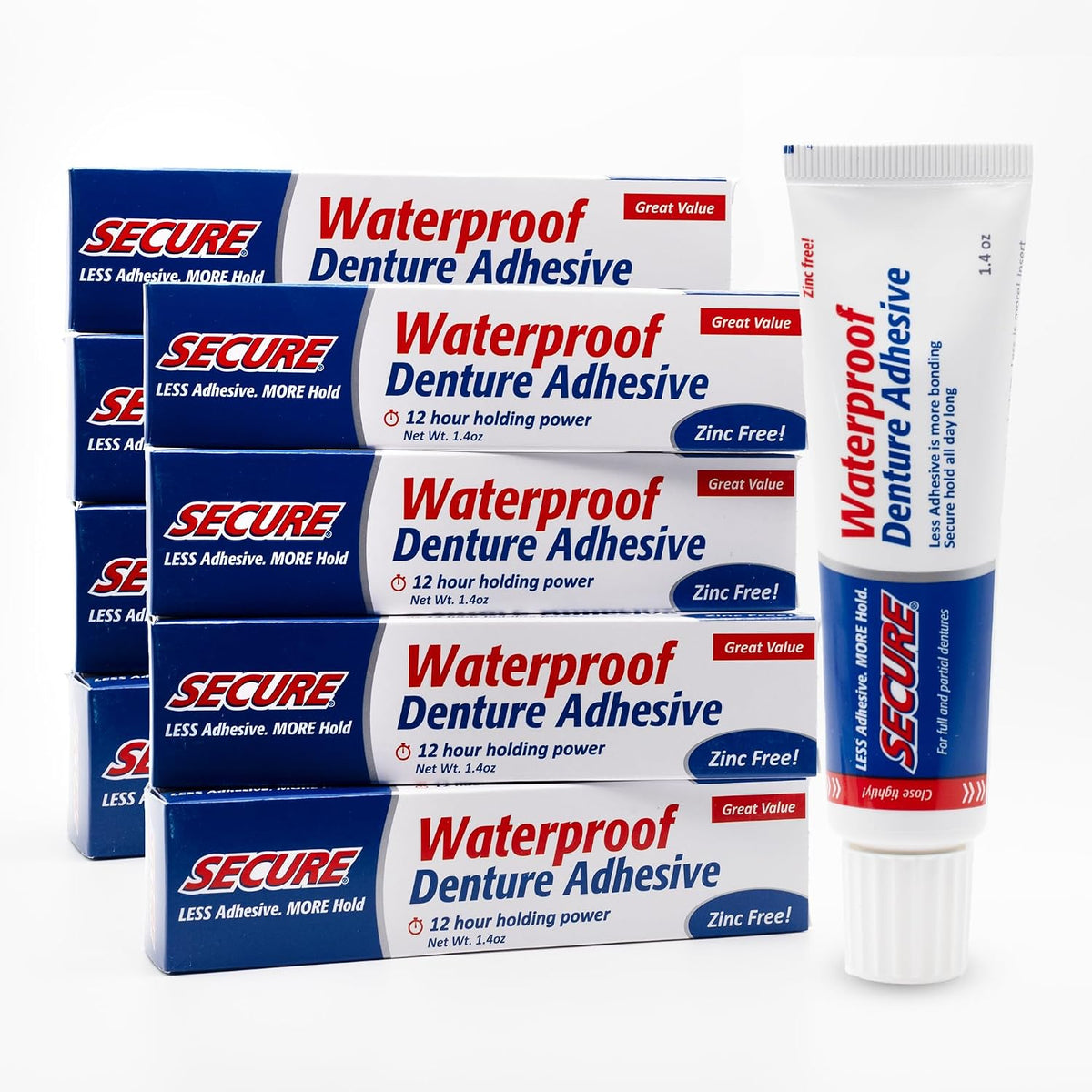 secure denture adhesive cream, zinc free denture glue, main product view
