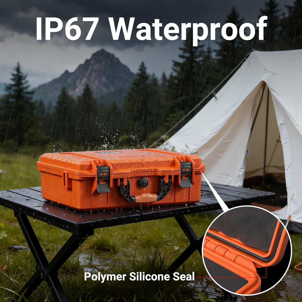 DAIERTEK Starlink Mini Case Travel with Tripod, Orange | Hard Case, Precision Cut Foam, Waterproof, Portable, For Camp