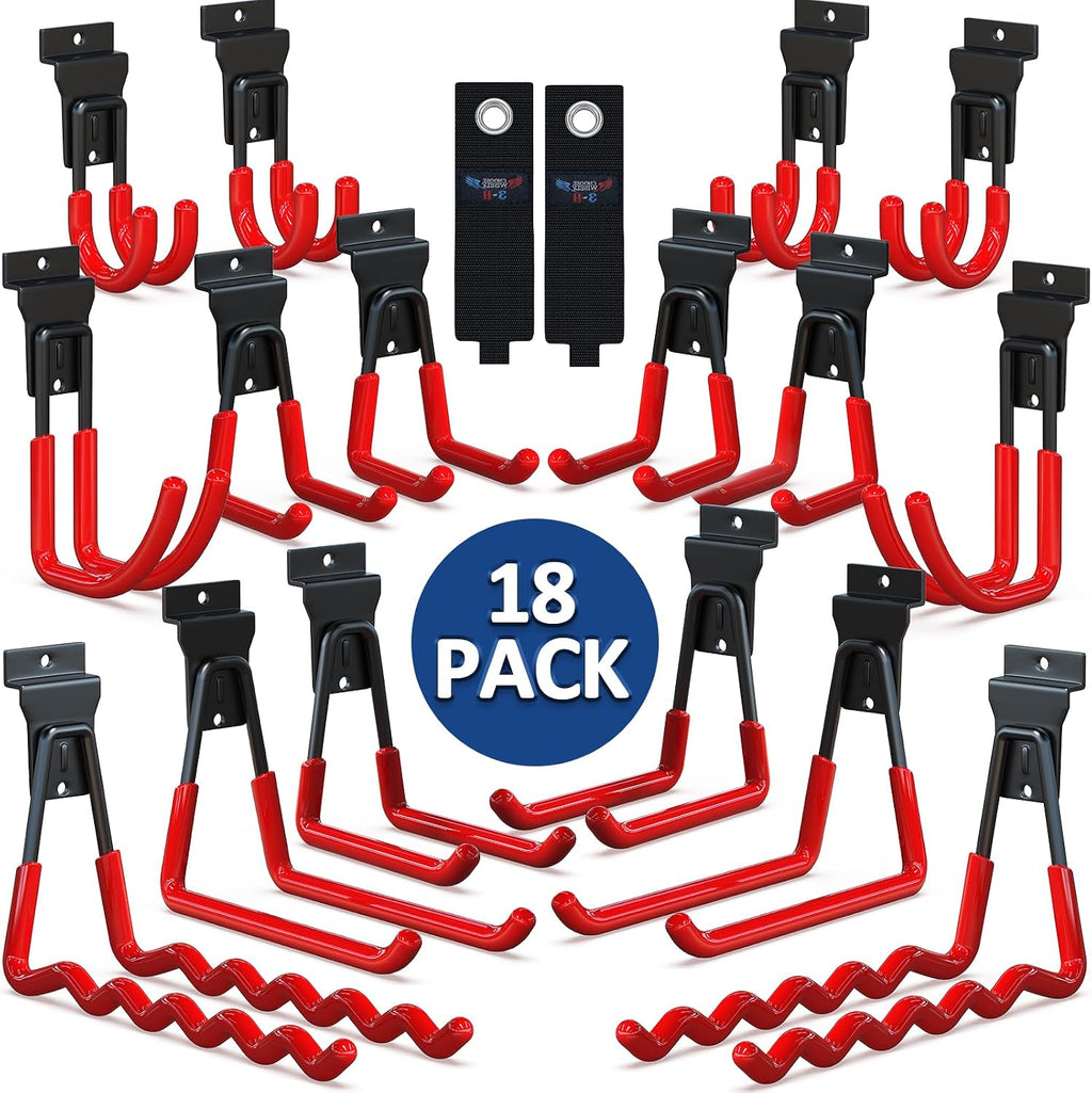 3-H Slatwall Accessories 18 Pack, Slatwall Hooks & Hangers Multi Sizes