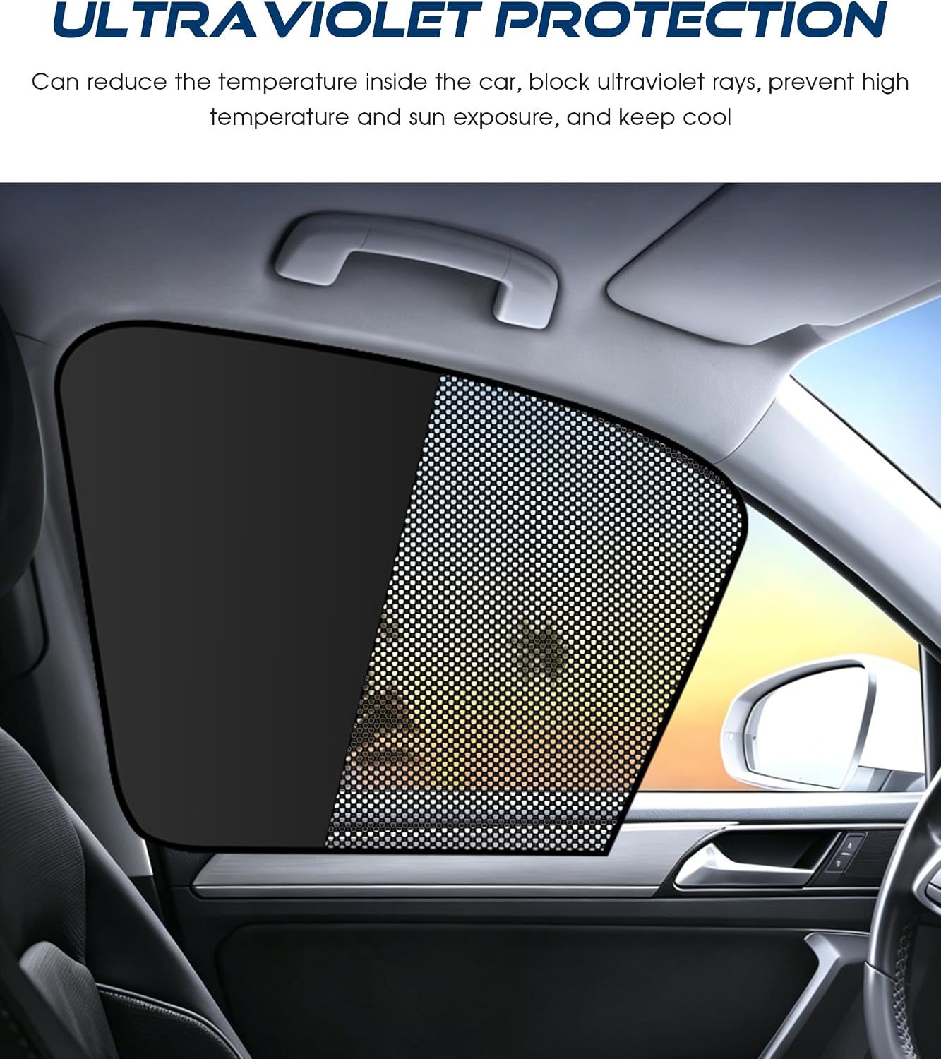 Car Sun Shade,Car Accessories Universal Magnetic Driver Window Sun Shade,Half Blackout Half See-Through Curtains UV Protection,Automotive Windows Sunshades for Most Car (2Pcs-Front Window)
