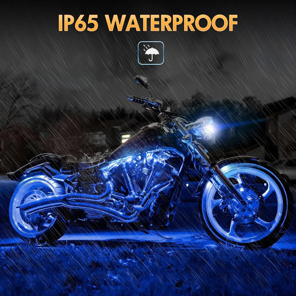 Nilight 8pcs Motorcycle RGB LED Strip Lights Kit Multi-Color Neon Waterproof Atmosphere Lights with RF Wireless Smart Remote Controllers for Harley Davidson Suzuki,2 Years Warranty