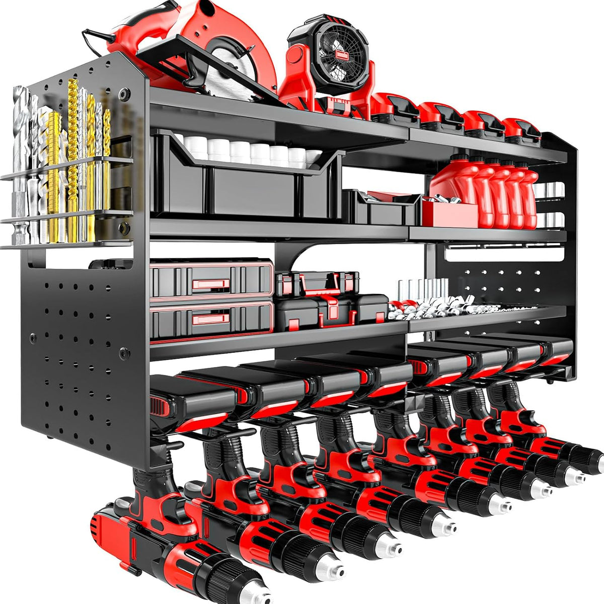 Power Tool Organizer Wall Mount, Metal 4 Layer Heavy Duty Metal Power Tool