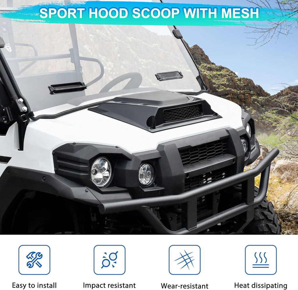 Hood Scoop for Kawasaki Mule Pro 2015+, Front Hood Cover with Mesh Grille Air Intake Kit for Kawasaki Mule Pro FXT DXT DX FX 2015-2025 Accessories