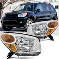 OE Style Headlights Assembly Set For 2004 2005 Toyota RAV4 Base L Sport SUV Replacement Halogen Bumper Headlamps Driver and Passenger Side Chrome Housing Clear Lens TO2518103 TO2519103(LH&RH)