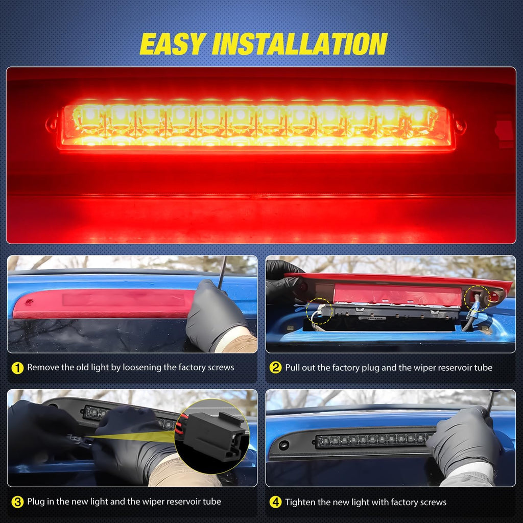 Nilight Third Brake Light Tail High Mount 3rd Stop Lights Smoked Lens for Ford Explorer 2002-2010 Escape 2008-2012 Mercury Mariner 2008-2011 Mountaineer 2006-2010 Van SUV Rear Center Cab Lamp