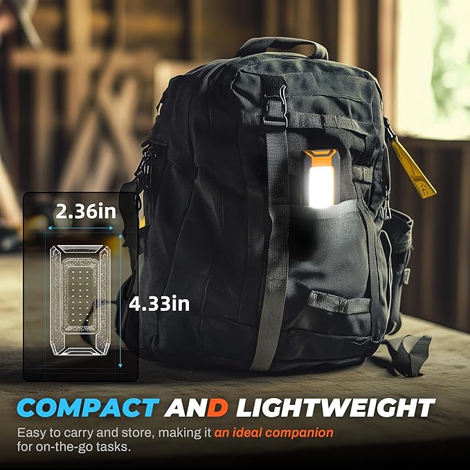 2-Pack LED Rechargeable Magnetic Work Light 40W 1500 Lumens, Hanging Hook - Image 6