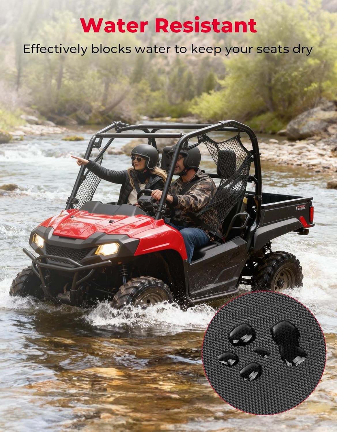 KEMIMOTO UTV Seat Covers Compatible with 2014-2025 Pioneer 700 700-4, UV Scratch Resistant, Water-Resistant 1680D Oxford Fabric, All-Weather Protection, Anti-Slip Secure Fit, Accessories (Black)