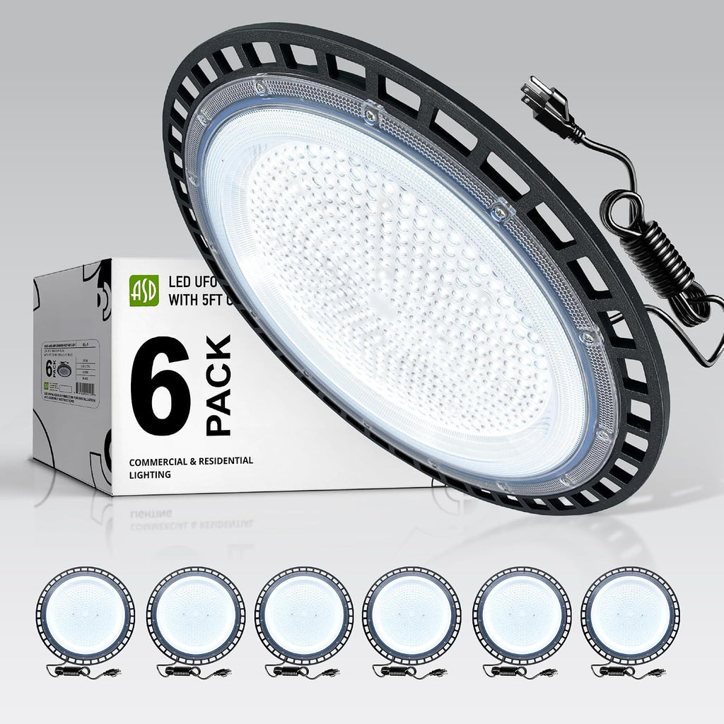 ASD LED High Bay UFO Light Fixture, Commercial Shop Lighting | Plug & Play Cable