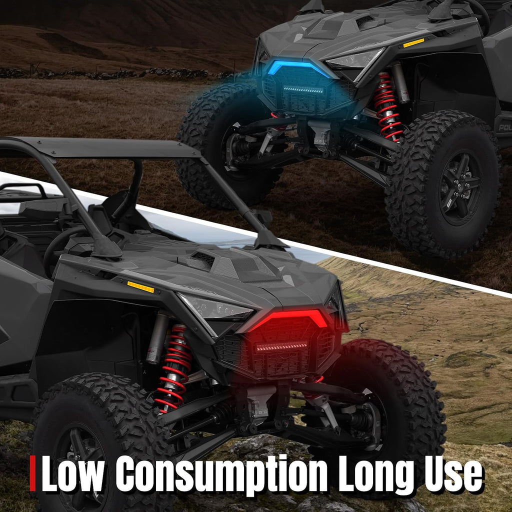 A & UTV PRO Fang Accent Chasing Color Light with RGB for 2020-2024 RZR PRO XP, APP Control LED Signature Center Grill Light for Polaris RZR PRO XP 4/ RZR PRO R/RZR Turbo R Accessories, Replace 2884346