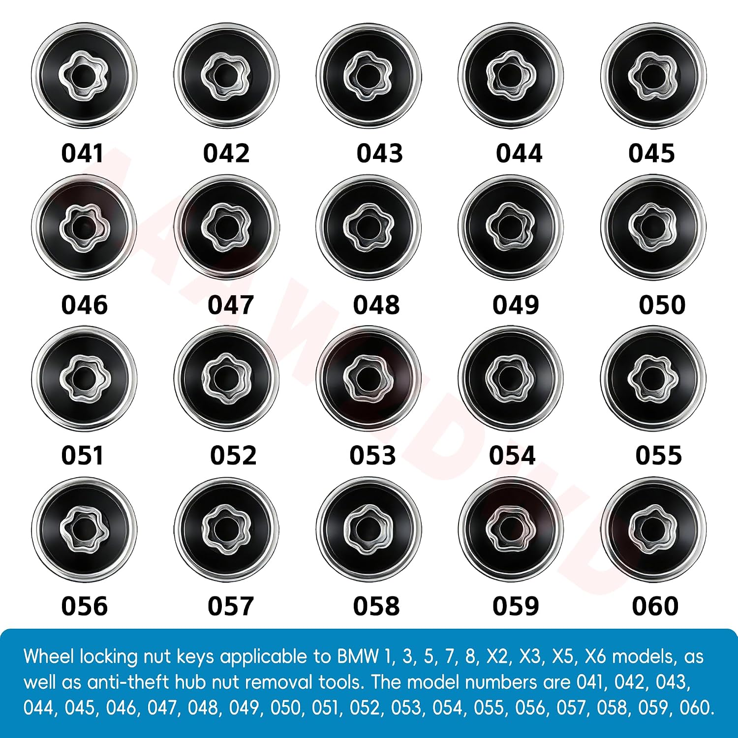 #042 Compatible with BMW 1 3 5 7 8 X2 X3 X5 X6 Wheel Lock Key Tire Lug Key | 042 Wheel Locking Nut Key Replacement