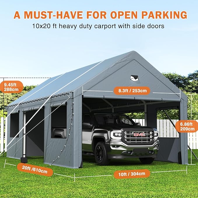 Carports 10X20 Heavy Duty，Portable Car Port Garage，Carport Canopy - Image 2