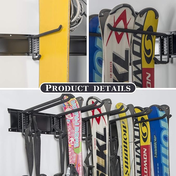 WALMANN Garage Storage Organization System Ski Wall Rack 10 Pairs of Skis Mount - Image 5