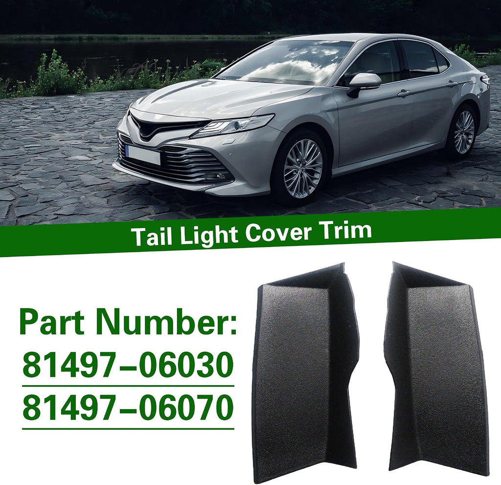 Tail Light Cover Trim for Toyota Camry 2019-2024 Left and Right Side Rear Combination Lamp Access Cover Replace 81497-06070 81498-06070 2Pcs Black